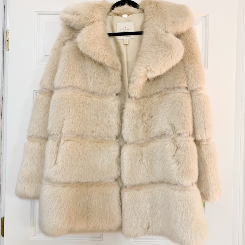 NWT Kate Spade Faux Fur 32 Tunic Coat